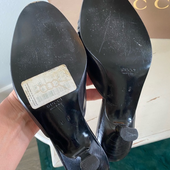 GUCCI Leather Slides Black Kitten Heel Size 6 🧡 - Picture 6 of 9
